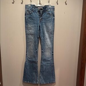 Stylish Blue Flare Wide Leg Jeans